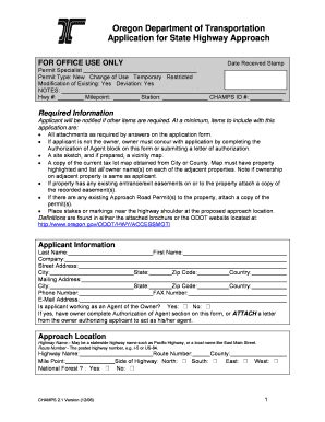 Fillable Online Oregon Application For State Highway Approach State