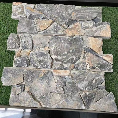 Culture Slate Ledge Wall Stacked Stone In Grey Rusty Gold Colors