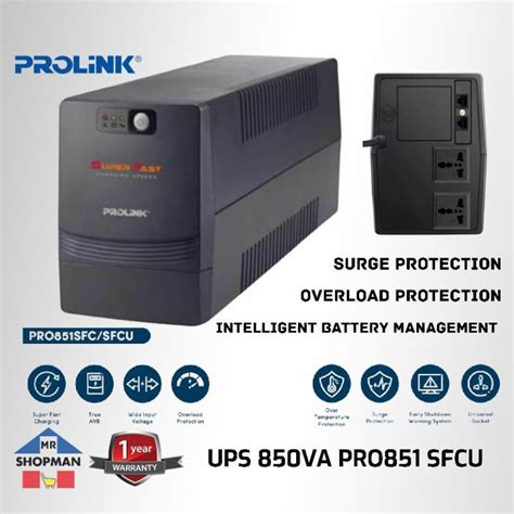 Prolink UPS 850VA PRO851SFCU W Built In AVR Back Up Power Supply