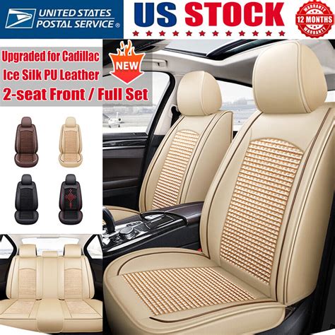 For Cadillac Car Seat Cover Front Full Set PU Leather Ice Silk Cushions