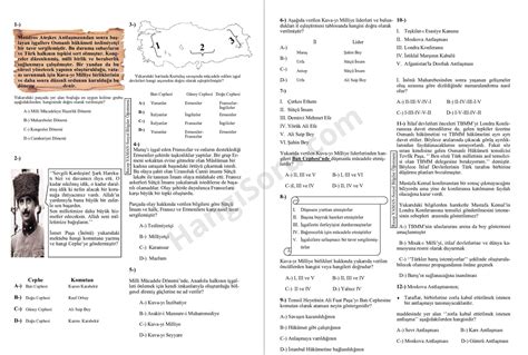 8 Sınıf İnkılap Tarihi 3 Ünite Testi ve Cevapları HangiSoru