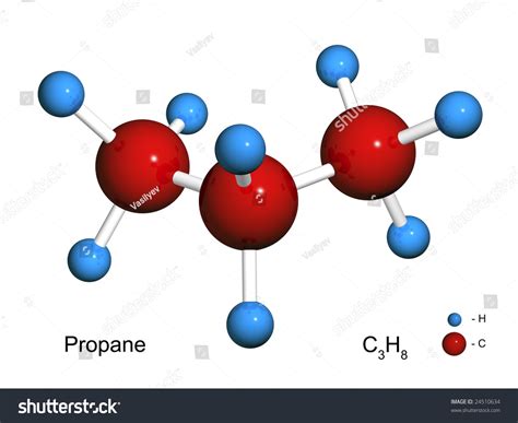 Isolated 3d Model Of A Molecule Of Propane On A White Background Stock