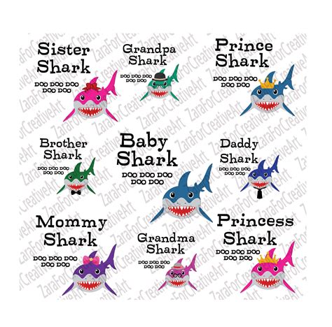 Baby Shark Family Bundle svg daddy baby mommy sister brother | Etsy