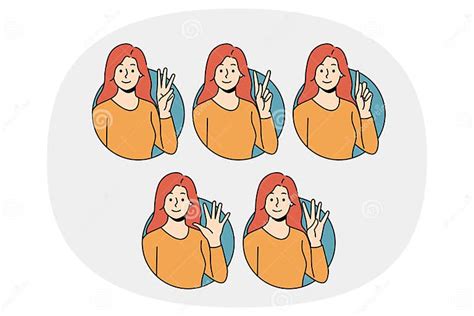 Smiling Woman Show Numbers With Hand Gesture Stock Vector