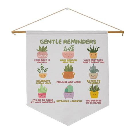 Gentle Reminders Wall Pennant Mental Health Wall Art Self Love Reminder Self Compassion Daily