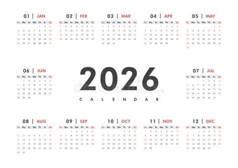 vector  modern classic horizontal  calendar stock vector