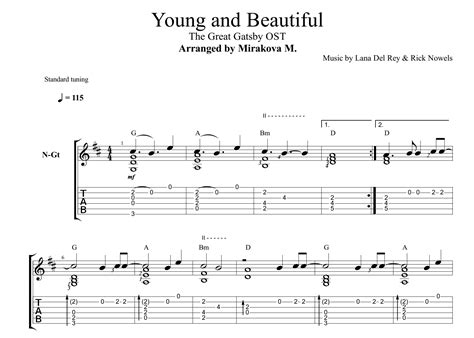 Young and Beautiful for guitar. Guitar sheet music and tabs.