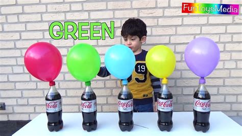 Learns Colors With Balloons And Diet Coke Mentos Experiment Challenge