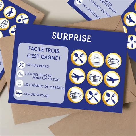 Carte à Gratter Surprise Bleu Jeu à Gratter Idée Cadeau Danniversaire