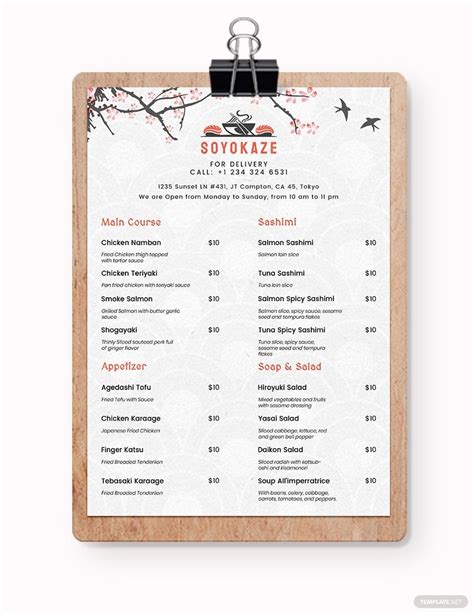 Japanese Restaurant Takeaway Menu Template In PSD Word Illustrator