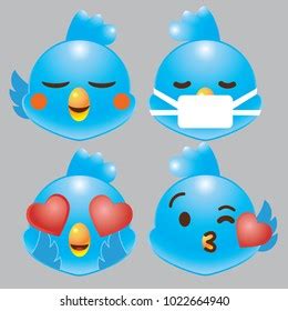 Twitter Blue Bird Emoji Icon Set Stock Vector (Royalty Free) 1022664949