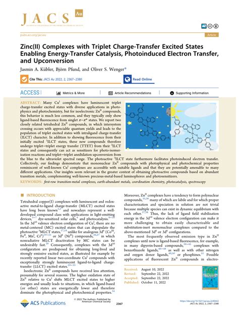 Pdf Zinc Ii Complexes With Triplet Charge Transfer Excited States