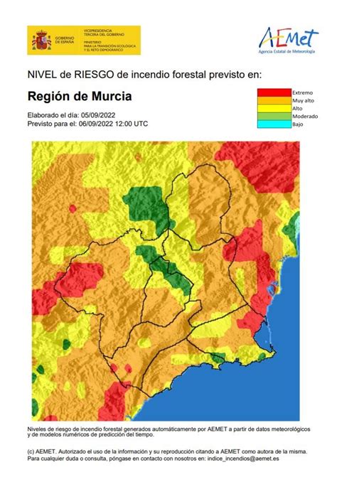 El Nivel De Riesgo De Incendio Forestal Previsto Para Este Martes Es Muy Alto En Casi Toda La Región