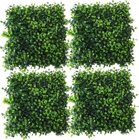 Laancoo 4pcs Grass Wall Panels 10x10 Artificial Grass Wall Anti Uv Greenery Wall Boxwood