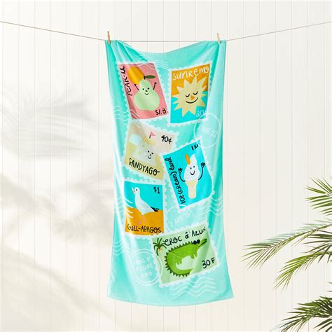 Adairs Kids - Kids Summer Holiday Stamps Printed Beach Towel | Adairs
