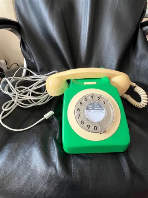 Vintage Phone Gpo Rotary Dial Telephone Rare Green Cream Working