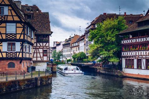 Beautiful View Of The Historic Town Of Strasbourg Colorful Houses On