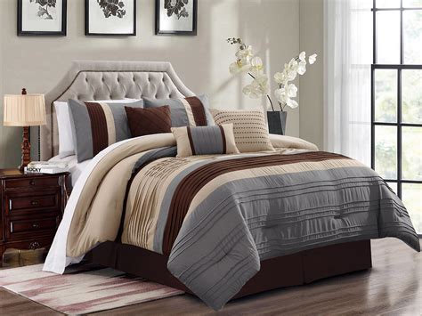 11-P Liam Pleated Pintuck Comforter Curtain Set Beige Brown Slate Blue ...