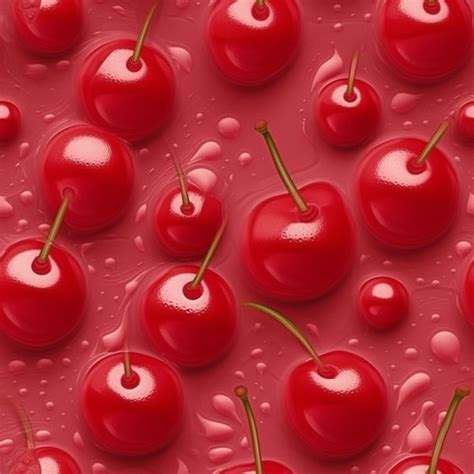 Premium Photo A Close Up Of A Bunch Of Cherries On A Red Surface