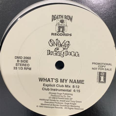 Snoop Doggy Dogg What's My Name - Snoop Doggy Dogg - What's My Name (12'') - FATMAN RECORDS