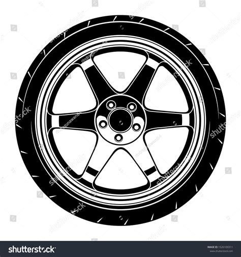 Car Wheel Rim Vector Silhouette Icon Stock Vector Royalty Free 1526109311 Shutterstock