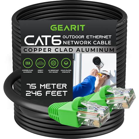 GearIT Cat6 Outdoor Ethernet Cable 75 Meters CCA Copper Clad