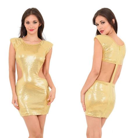 Sexy Vestito Corto Con Paillettes Oro E Argento Lorcastyle