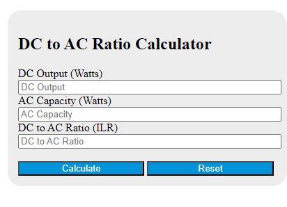 Dc To Ac Ratio Calculator Calculator Academy