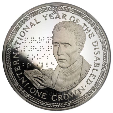 Crown Elizabeth Ii Louis Braille Platinum Proof Isla De Man