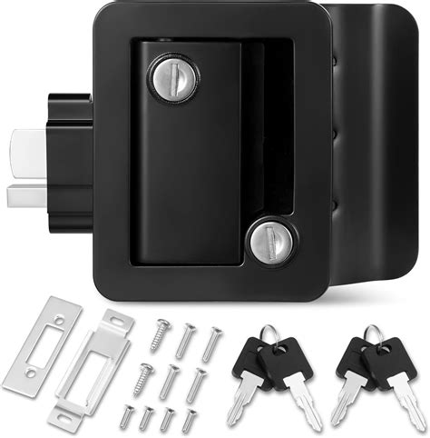 Rv Travel Trailer Entry Door Lock With Paddle Deadbolt Polar Black Camper Door Latch Handle