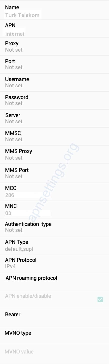 Turk Telekom 4G APN Settings 2025 5G 4G APN Settings