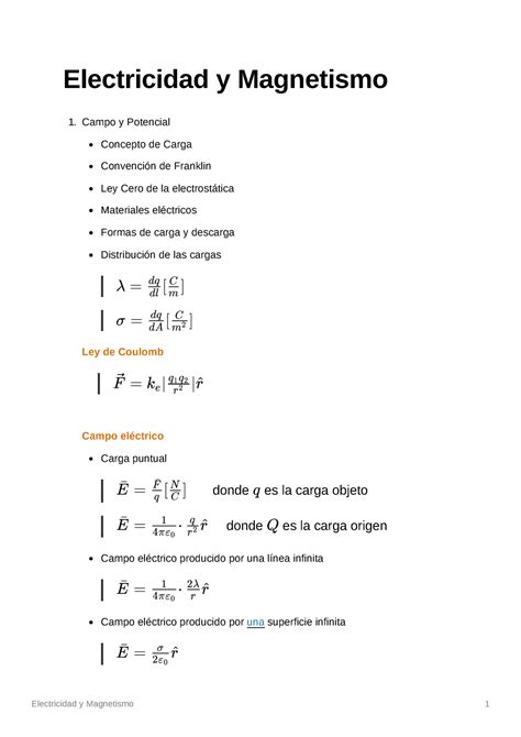 Formulario Electricidad Y Magnetismo UNAM Studocu