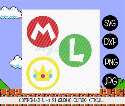 Mario Bros Luigi Princess Peach Logo SVG Png Cut Files Etsy