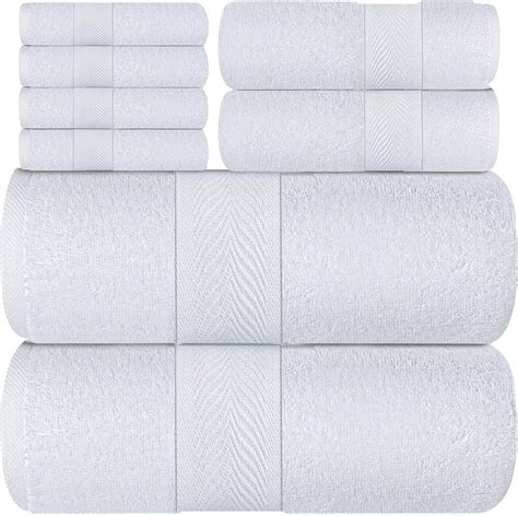 Oakias 8 Piece White Towel Set 2 Bath Towels 2 Hand Towels And 2 Washcloths 600 Gsm Quality