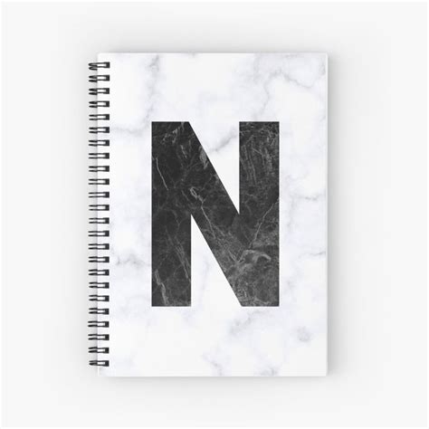 Black Marble Initial Letter N Spiral Notebook For Sale By Kosmi