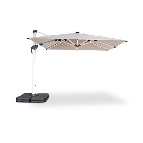 Parasol déporté haut de gamme LED carré 3x3m PYLA LED beige Toile