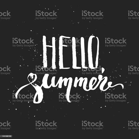 Hello Summer Lettering Print On Grunge Background Stock Illustration