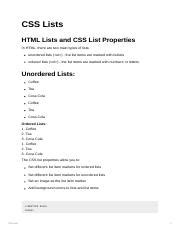 CSS Lists Pdf CSS Lists HTML Lists And CSS List Properties In HTML