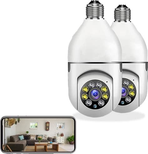 2PCS Light Bulb Camera, 1080P 2.4G/5.0G Light Bulb Camera Outdoor 360 ...