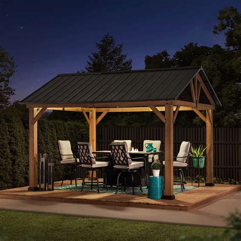 Sunjoy Wooden Hardtop 11x13 Gazebo For Sale Pavilion For Outdoor Patio Golden Bull Marketing