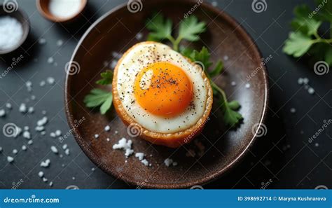 Fertilized Duck Egg Balut Served On A Dark Brown Plate With Salt And