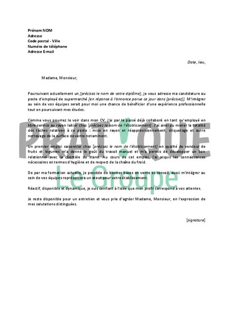 Lettre De Motivation Saisonnier Supermarche