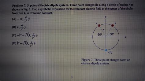 Solved Three Point Charges Lie Along A Circle Of Radius R As