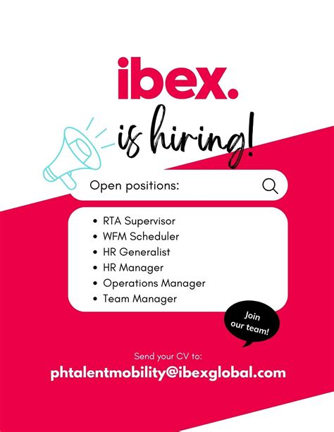 Work Opportunity At Ibex Rbpoinph