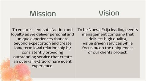 Sample Mission And Vision Event Experience Mission Management Company