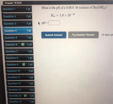 Solved Chapter 16 EOC Question 1 1 Pt What Is The PH Of A Chegg