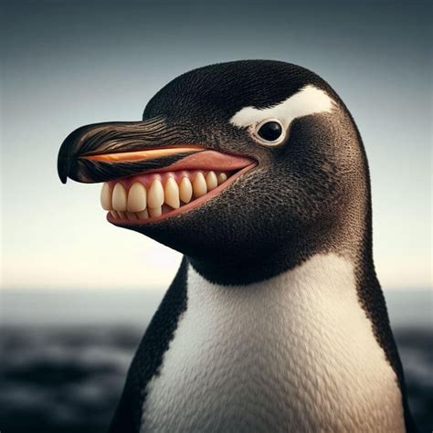 Penguin with human teeth : r/weirddalle