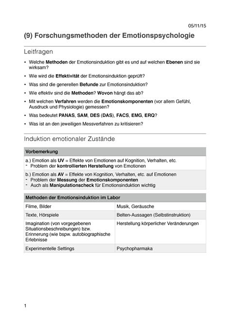 Forschungsmethoden Der Emotionspsychologie Emotion Als Uv