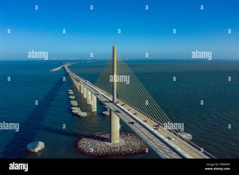 Aerial View Of The Sunshine Bridge On Interstate 275 Over Tampa Bay