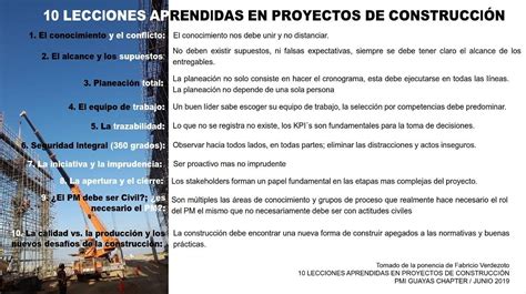 Lecciones Aprendidas En Proyectos De Construcci N Lecciones